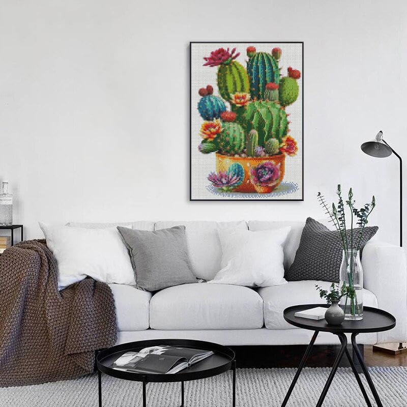 TaeYsck Succulent Stamped Cross Stitch Kits for Adults Beginners, Easy DIY Counted Cross Stitch Kit Printed Patterns Dimensions Needlepoint Art Crafts Embroidery Kits for Home Wall Decor (11ct Without Frame) - Image 2